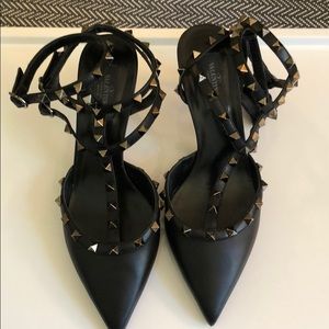 Valentino Rockstud Black Leather Heels
